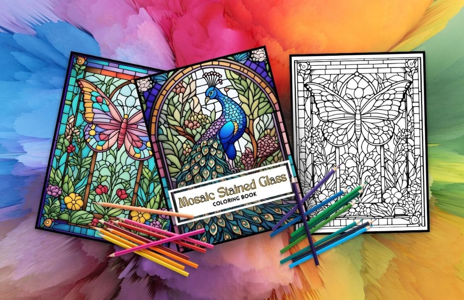 Mosaic Stained Glass Coloring Book