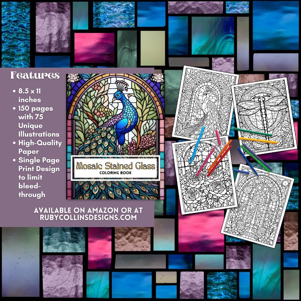 Mosaic Stained Glass Windows Coloring Book