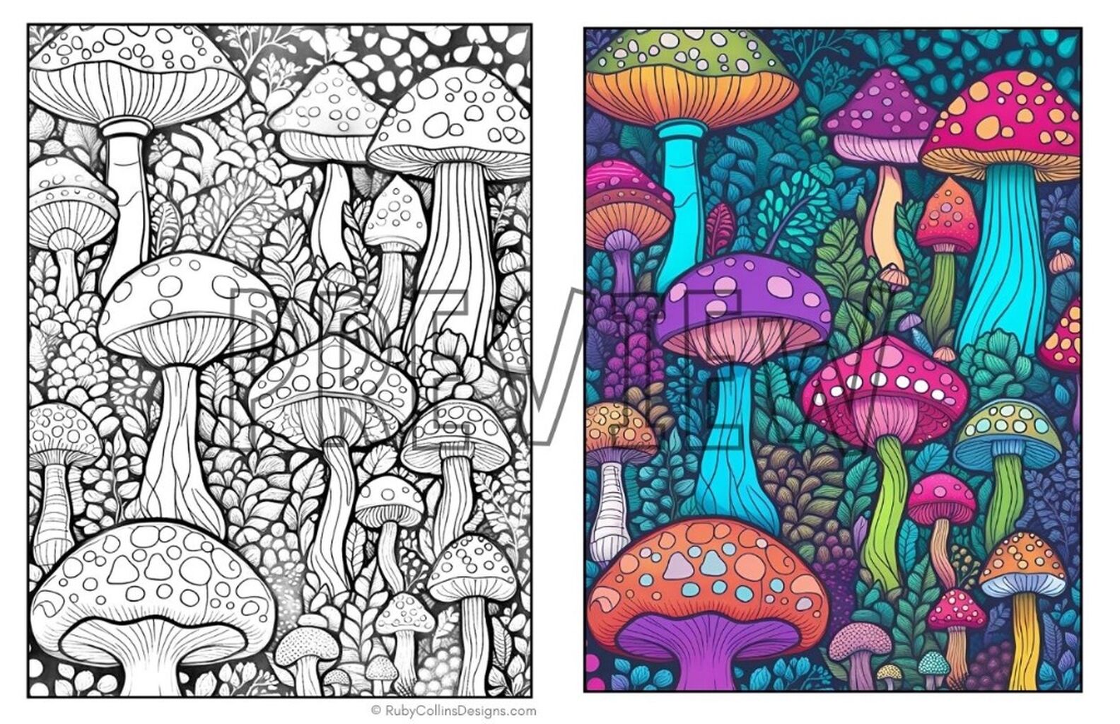 Magical Mushrooms Coloring Book
