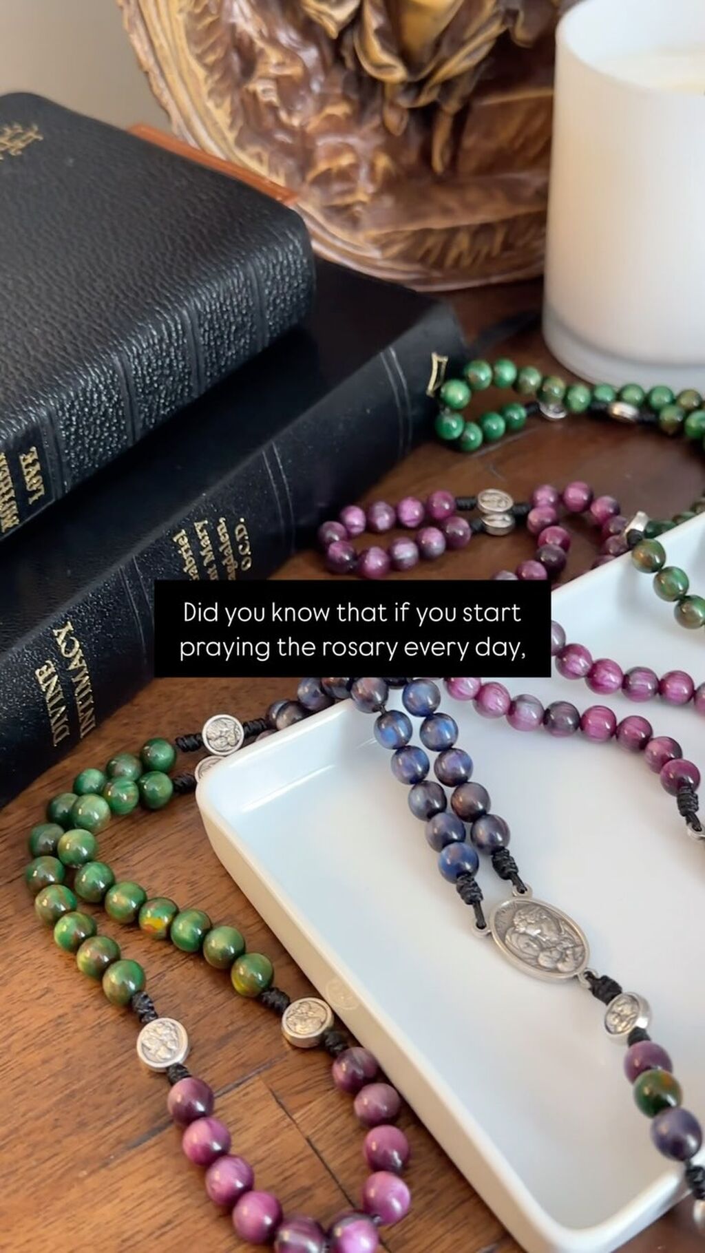 Holy Family Cat Eye Rosaries