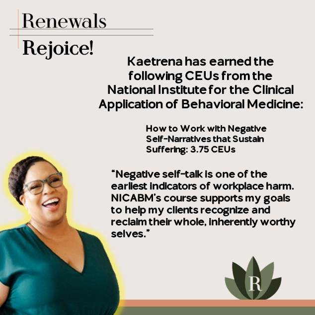 REJOICE: KENDRICK EARNS NICABM CEUs