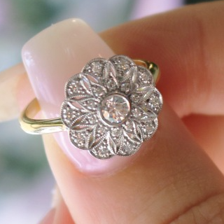 Art Deco Flower Diamond Ring