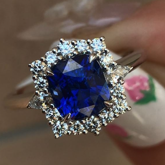 Royal Blue Sapphire Diamond Ring