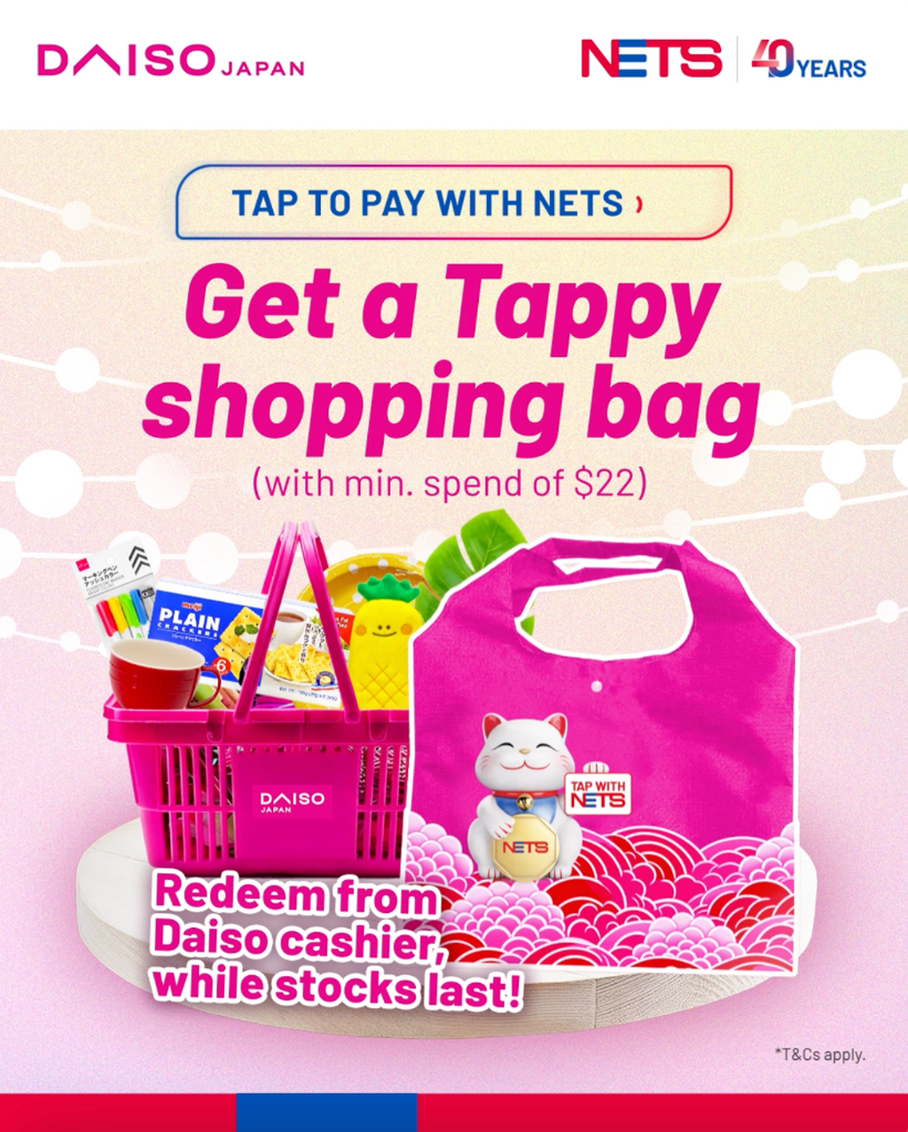 Tap to Pay with NETS at Daiso and Get a Limited-Edition Tappy Shopping Bag! 