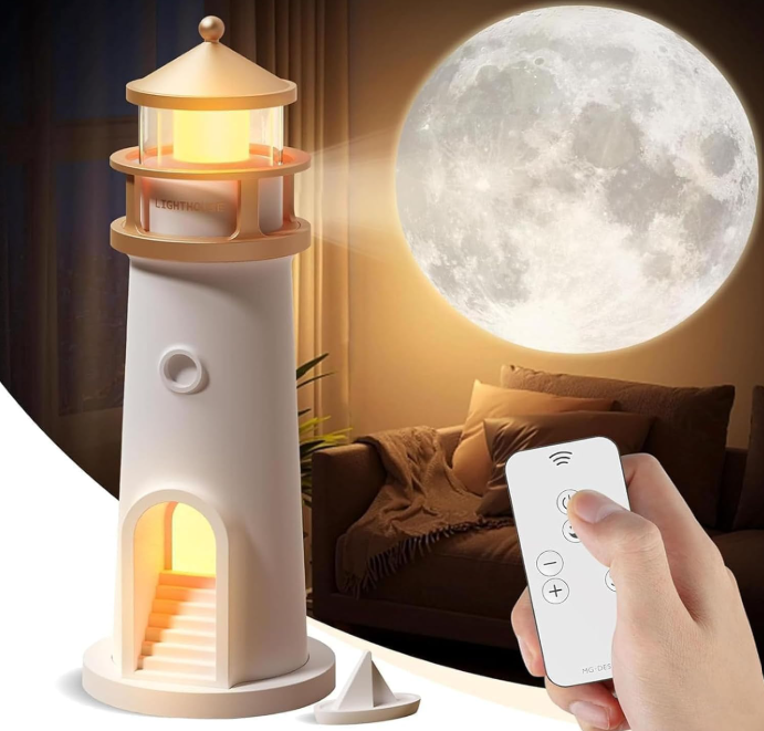 Moon Lamp Projector for Bedroom, Living Room, Study Room, Gift(Remote Control)