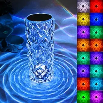 USB Rechargeable 16-Color Crystal Rose Touch Lamp