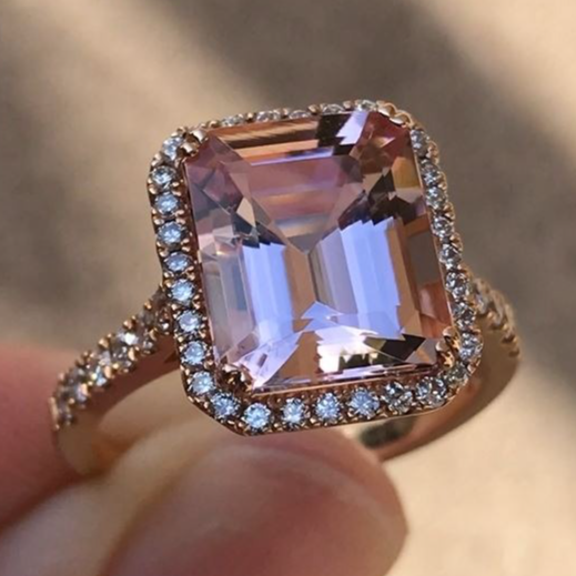 Pink Morganite Diamond Rose Gold Ring
