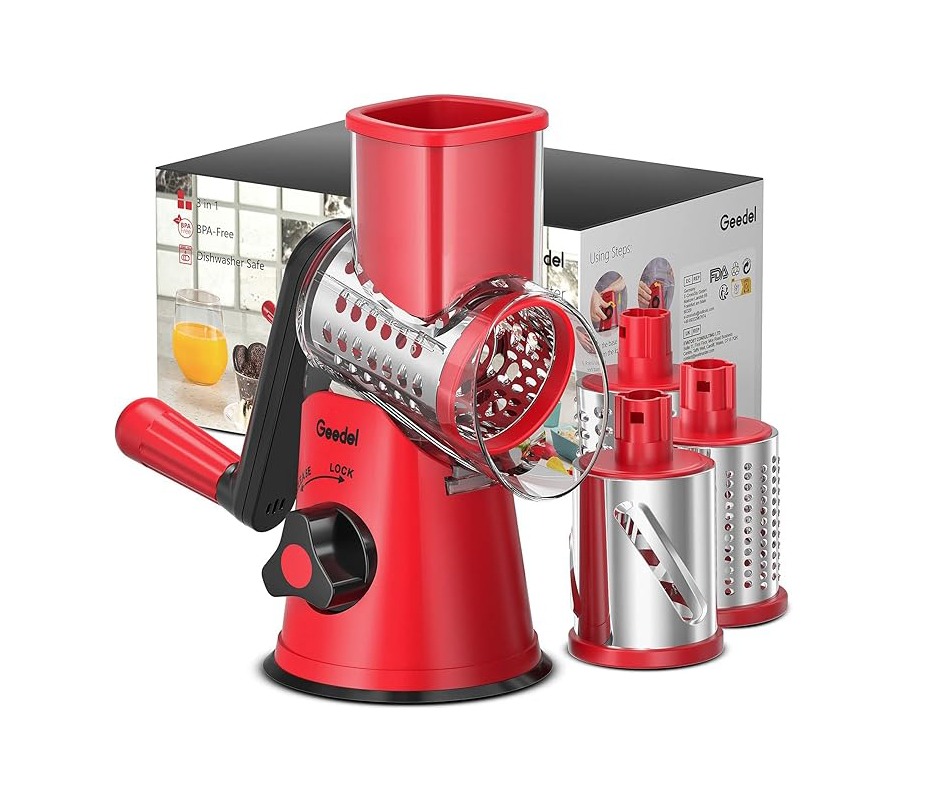 Geedel Rotary Cheese Grater, Kitchen Mandoline Vegetable Slicer