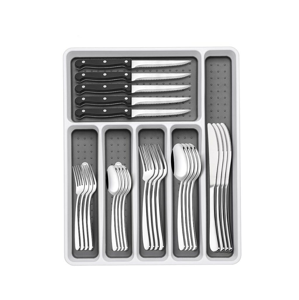 Piece Silverware Set with Organizer