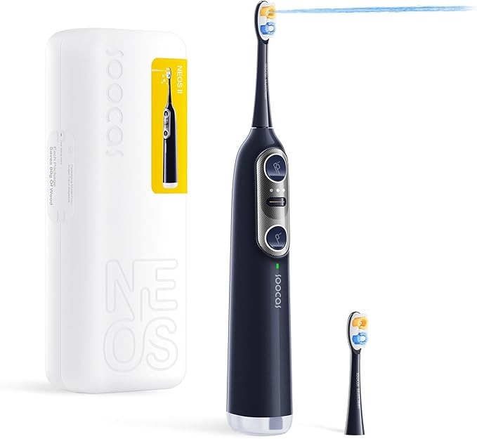 Soocas NEOS II - Sonic Electric Toothbrush & Cordless Water Flosser, Dark Violet.