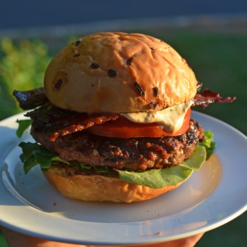 Cheddar Burger with Candied Bacon