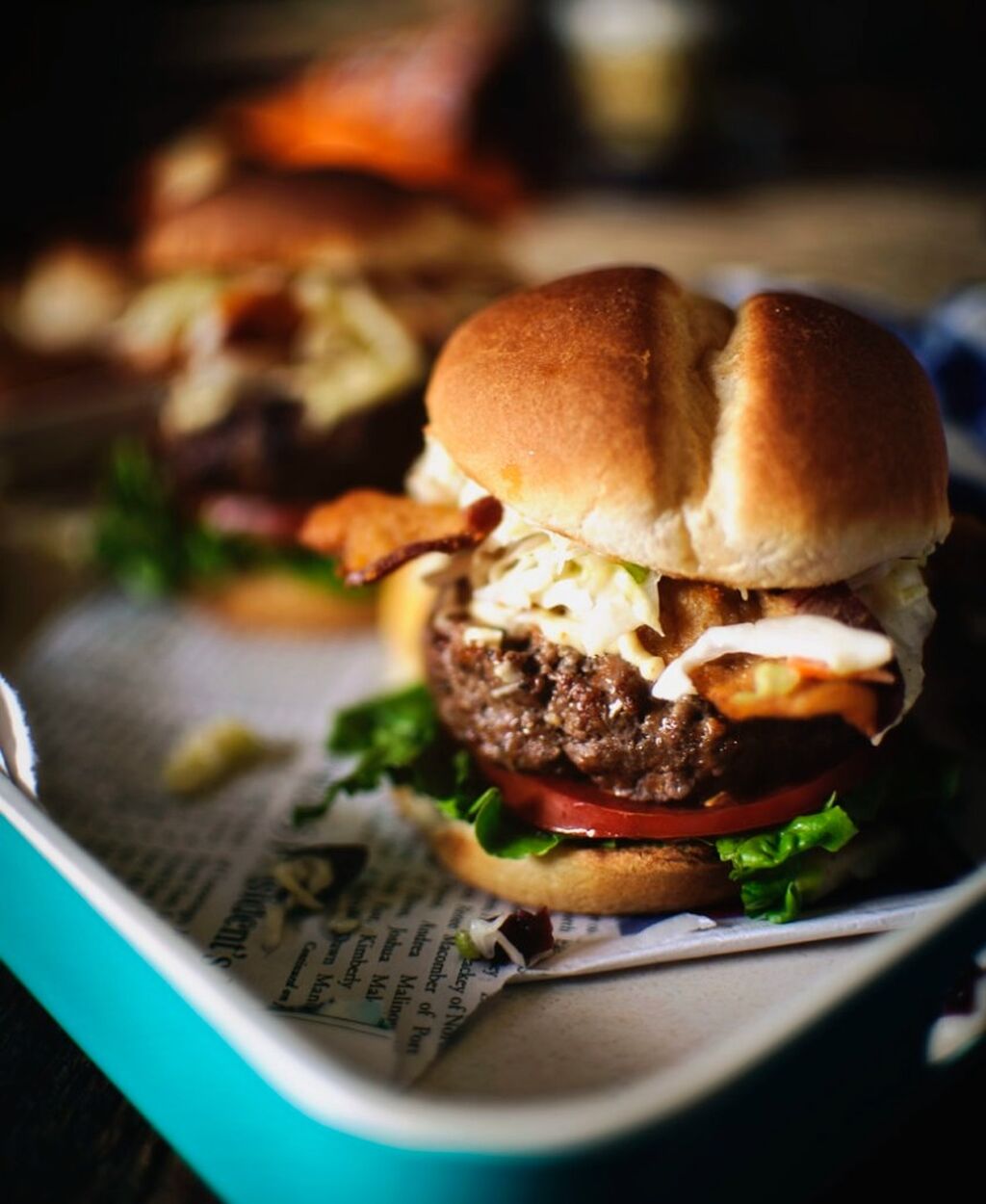 Cheesy Apple Slaw Burgers