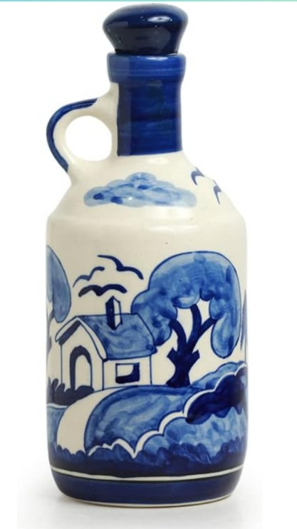 Handmade ceramic painted oil dispenser 
