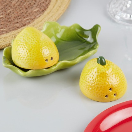 Ceramic fruit shaped salt pepper shakers