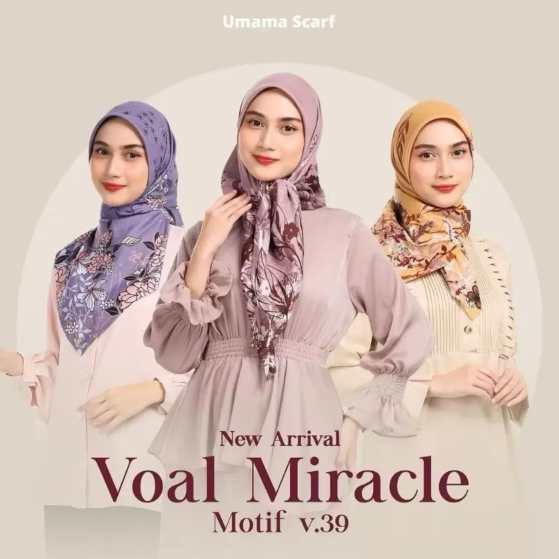 Voal Miracle Print Lasercut Metal Logo by Umama Scarf / Hijab Segi Empat Motif Premium /