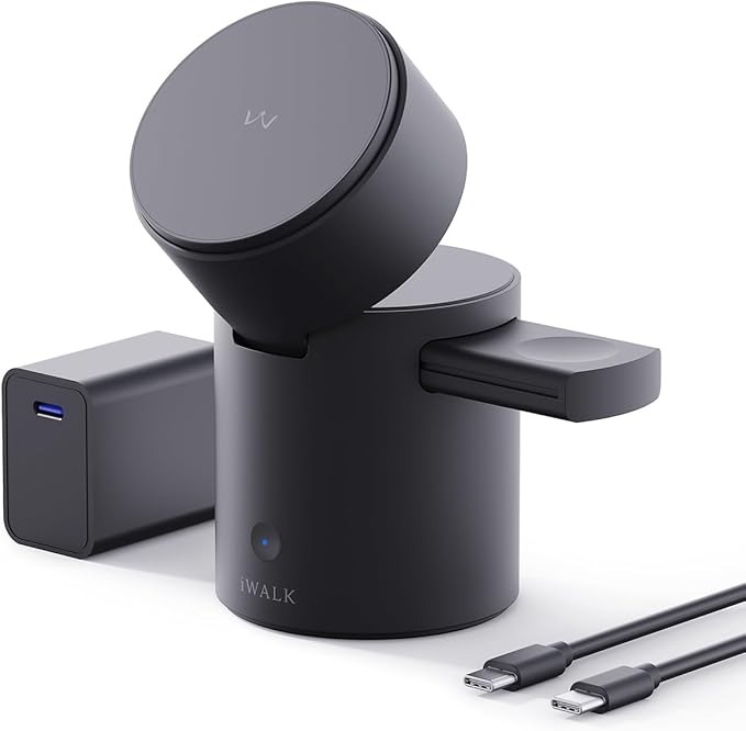 3-in-1 Wireless Charging Stand | 15W Fast Charger for iPhone, Apple Watch & AirPods