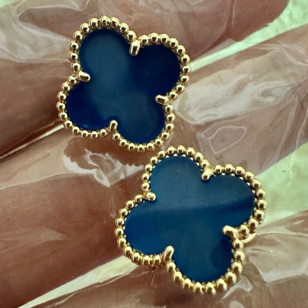 Blue alhambra earrings