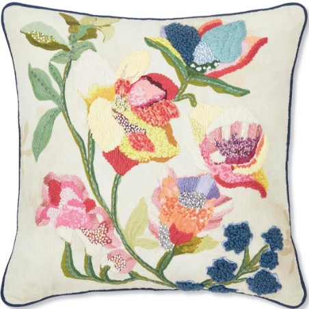 Embroidered cotton cushion cover 