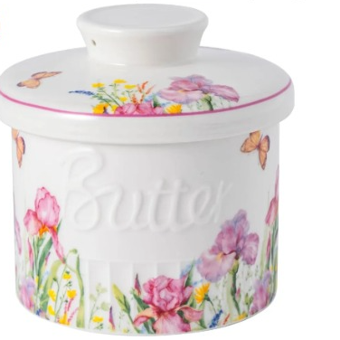 Ceramic floral butter pot