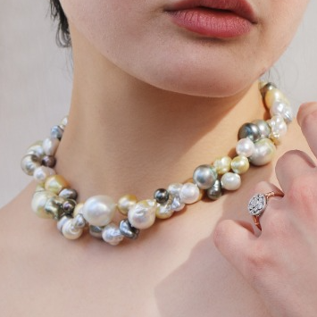 South Sea Tahitian Keshi Pearl Necklace