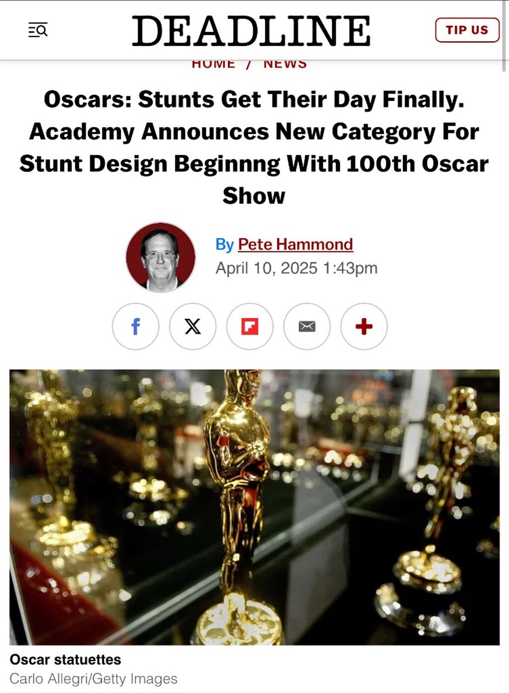Press Break | Oscars: Stunts Get Their Day Finally