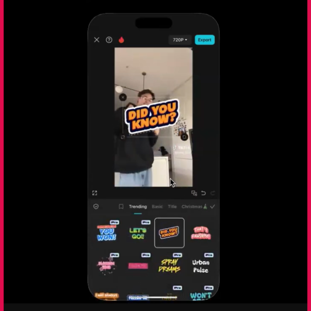 Text overlay for video