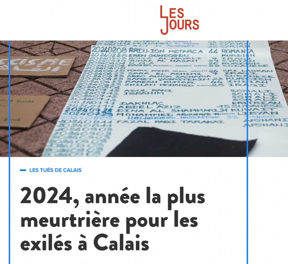 2024, ann&eacute;e la plus meurtri&egrave;re pour les exil&eacute;s &agrave; Calais