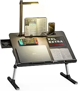 Laptop Bed Tray with LED Light, Book Stand & Wrist Rest