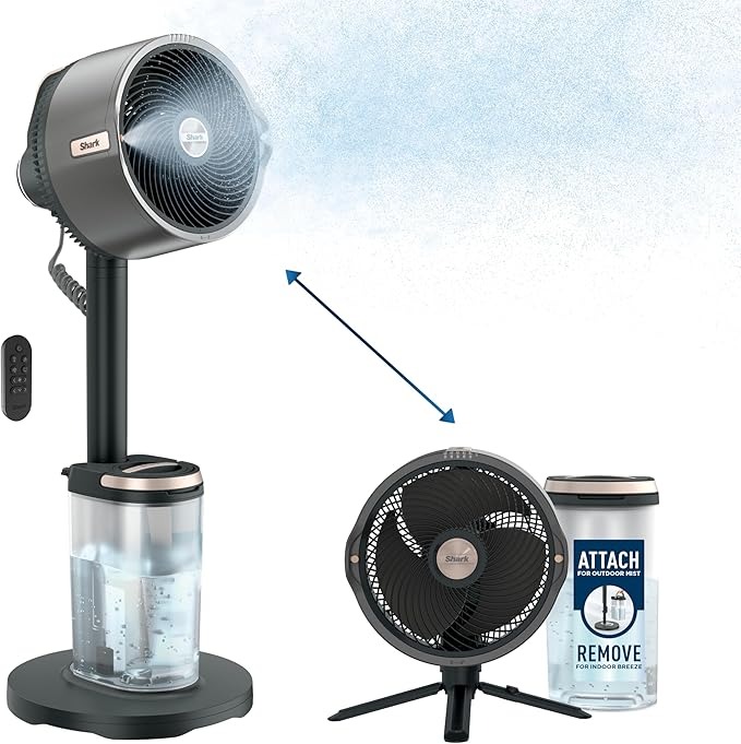 FlexBreeze Pro Mist Fan &ndash; Indoor/Outdoor, Corded or Battery, Oscillating