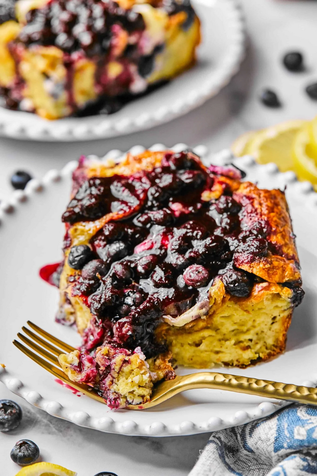 Blueberry & Cream Cheese Croissant Casserole 