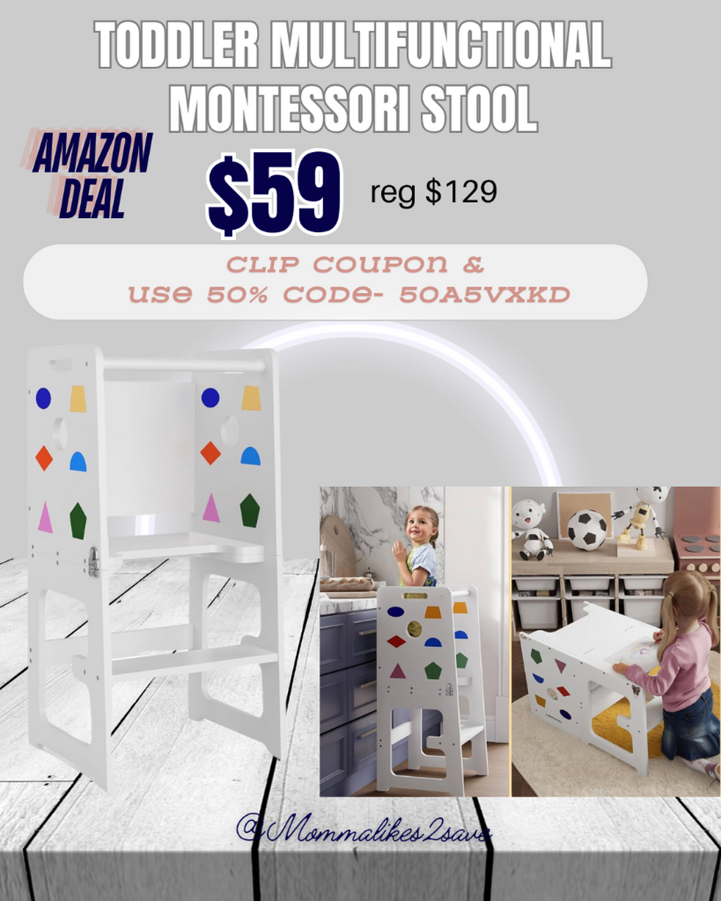 Multifunctional Toddler Montessori Stool $59 Clip coupon & use code 50A5VXKD
