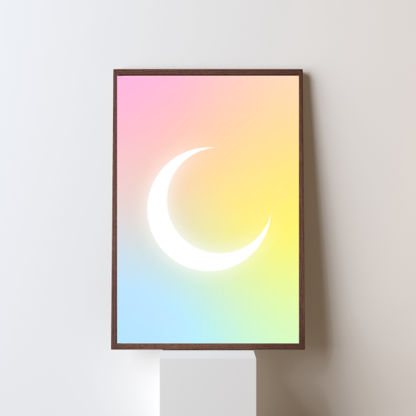 Crescent Moon &ndash; Soft Pastel Crescent Art Islamic Poster, Digital Download