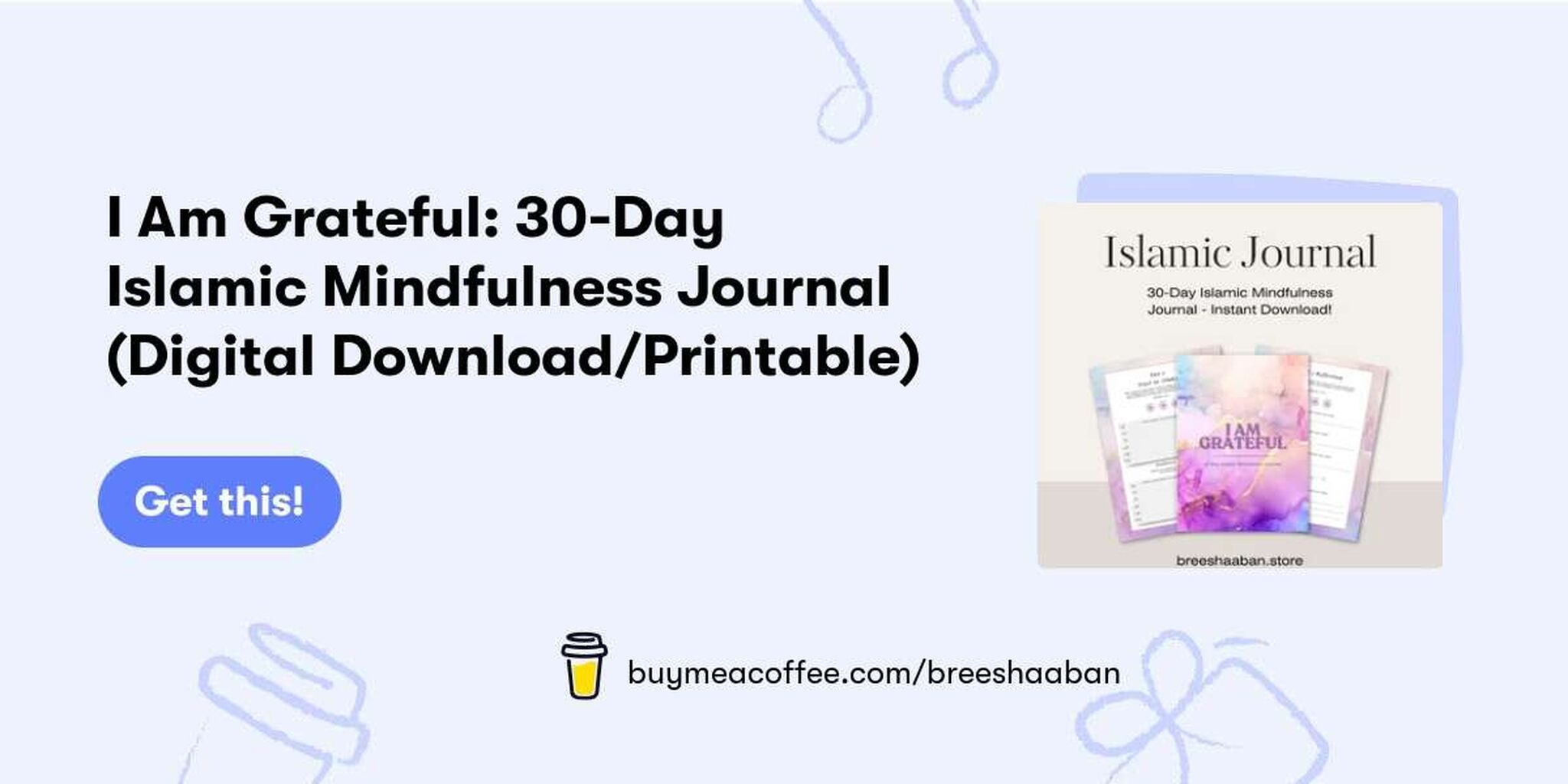 30-Day Islamic Mindfulness Journal (Digital Download/Printable)