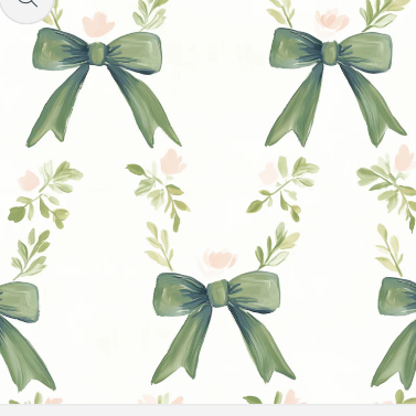 Green bow and rose wallpaper
