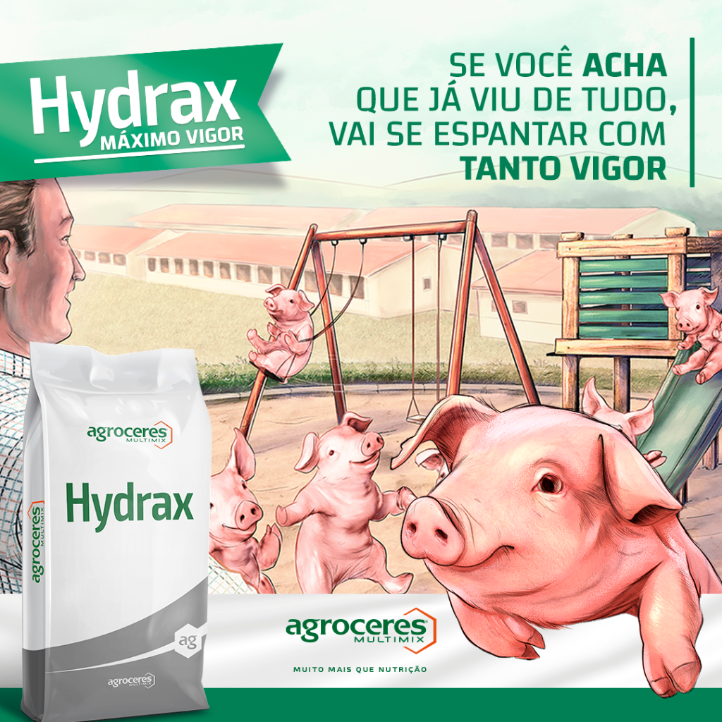 Chegou o Hydrax, &uacute;nico repositor eletrol&iacute;tico com aporte energ&eacute;tico de r&aacute;pida absor&ccedil;&atilde;o. Excelente solu&ccedil;&atilde;o para leit&otilde;es em fase de desmame.