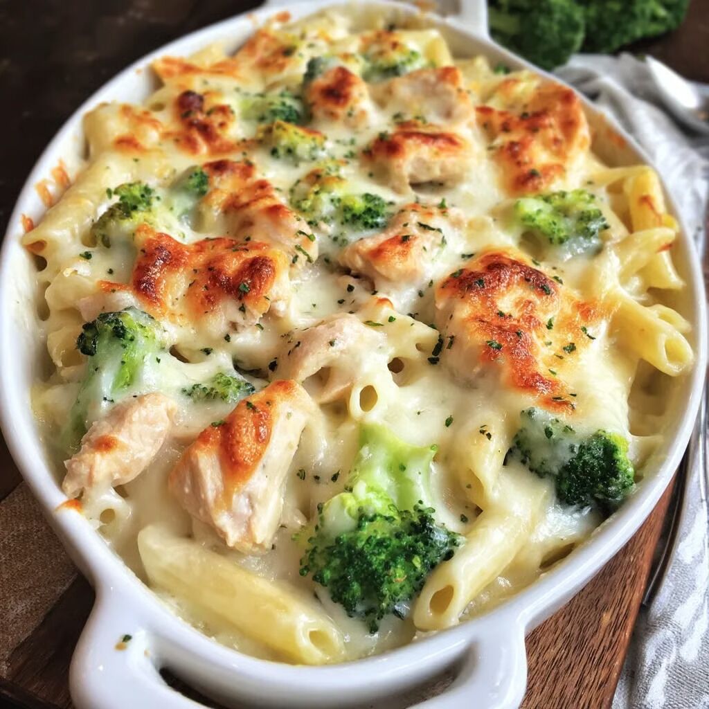Creamy Chicken & Broccoli Alfredo Pasta Bake