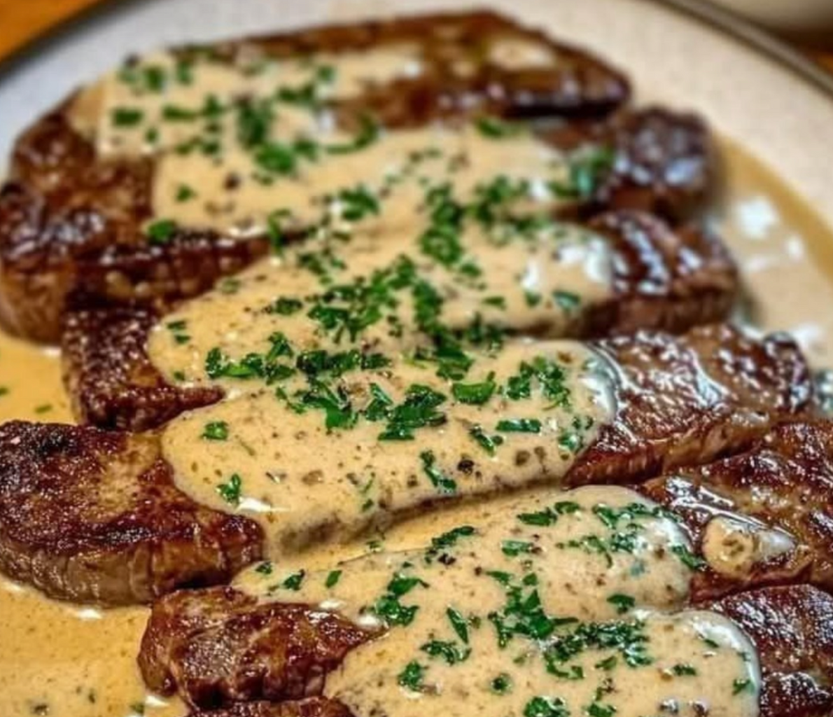 Juicy Steak with Creamy Garlic Sauce