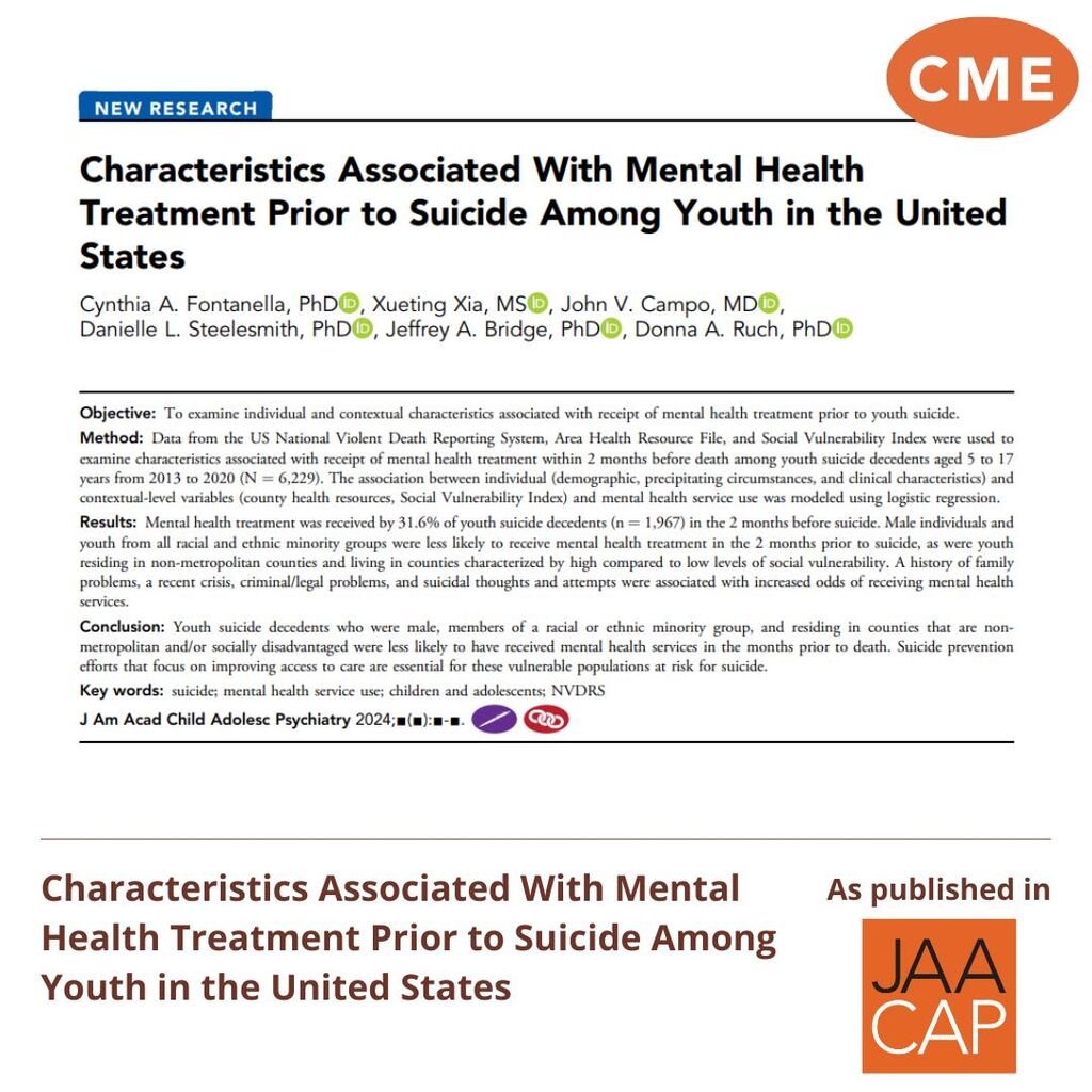 JAACAP 0525 Characteristics Associated With Mental Health Treatment
