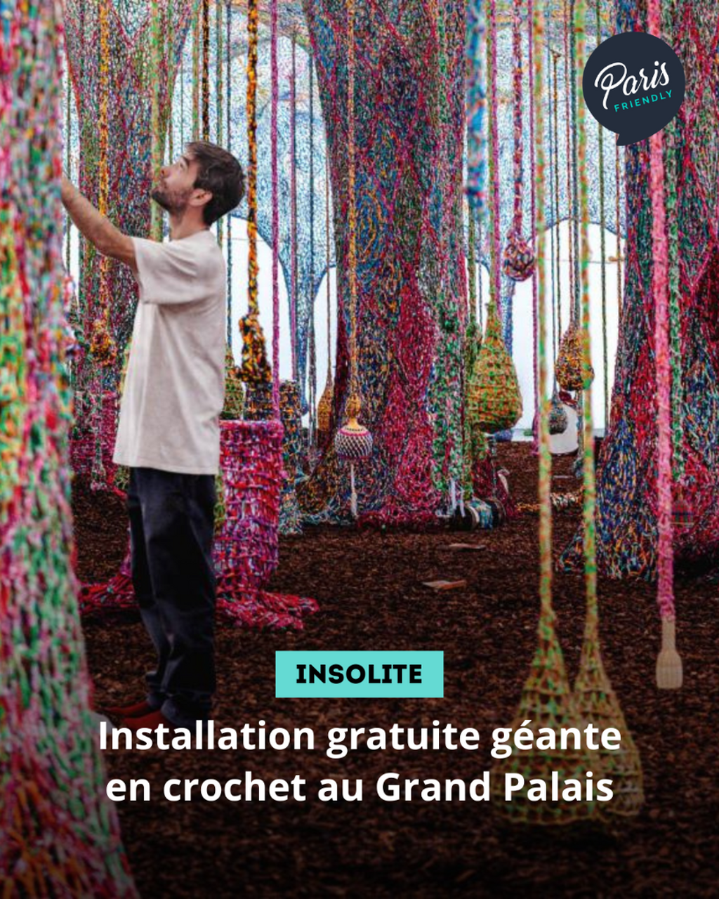 Installation gratuite g&eacute;ante en crochet au Grand Palais