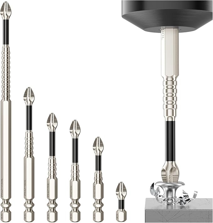 High-Magnetic Screwdriver Drill Bit Set - 6pcs Strong Magnetic Durability Screwdriver Drill Bit Set - 25 50 65 70 90 150mm, for Home DIY Professional Use (6pcs)