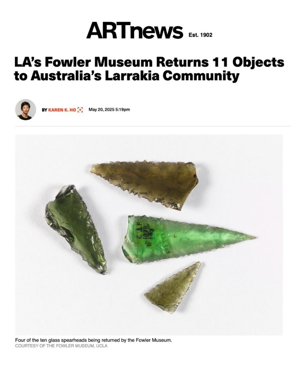 ArtNEws - "LA&rsquo;s Fowler Museum Returns 11 Objects to Australia&rsquo;s Larrakia Community"
